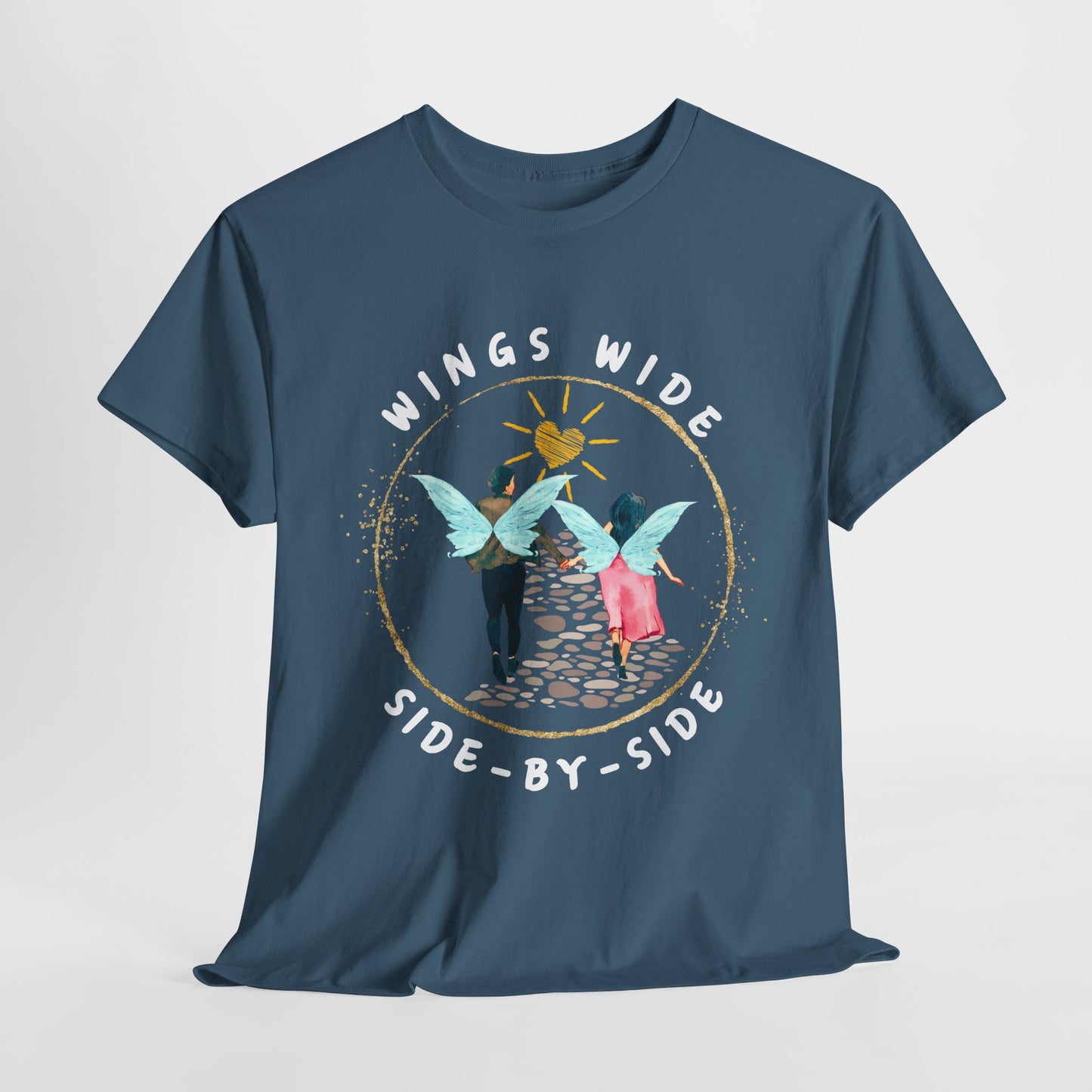 Teen/Adult Unisex Wings Wide Side-By-Side Tee – Wedding & Anniversary Gift for Couples, Inspirational Fairy Tale Apparel