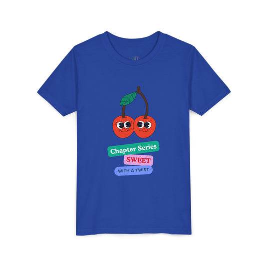 Youth Chapter Series Tee – Sweet With a Twist, Just Like Their Favorite Reads, A juicy pick for kids who love their books with flavor and fun!