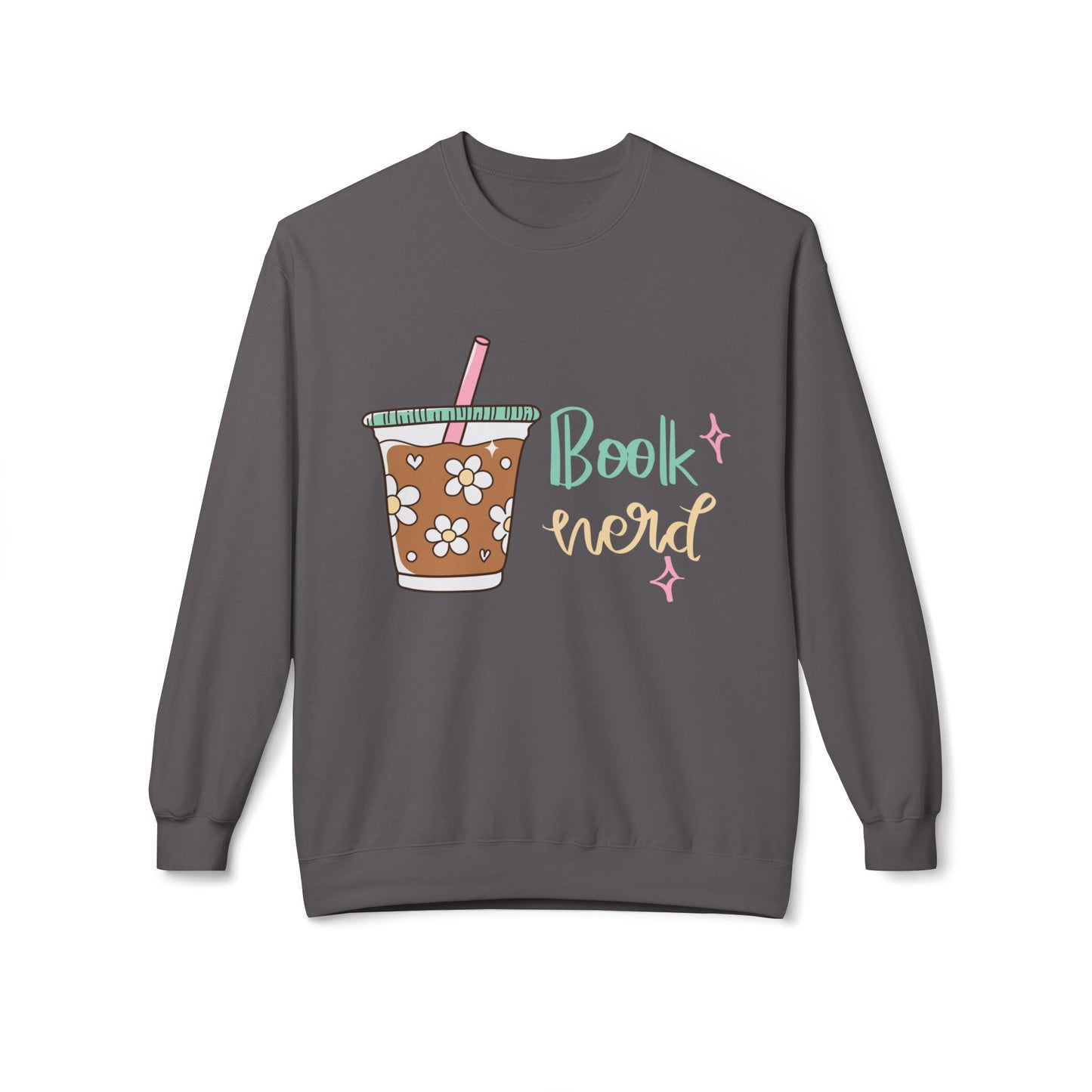 Teen/Adult Unisex Book Nerd Sweatshirt – Iced Coffee & Reading Vibes