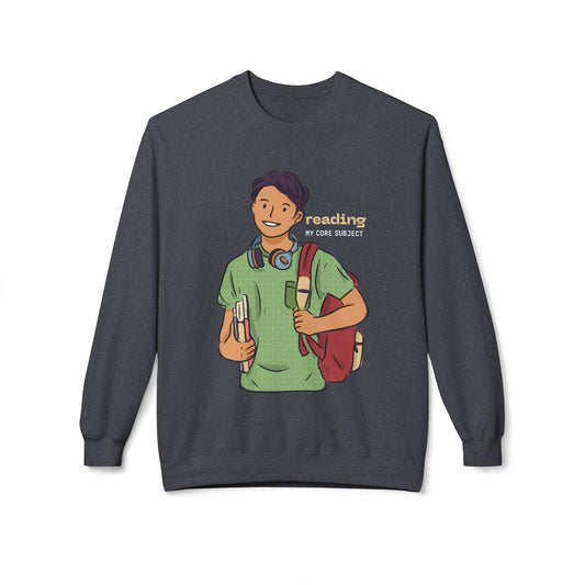 Teen/Adult Unisex Reading – My Core Subject Sweatshirt – Academic Book Lover Crewneck