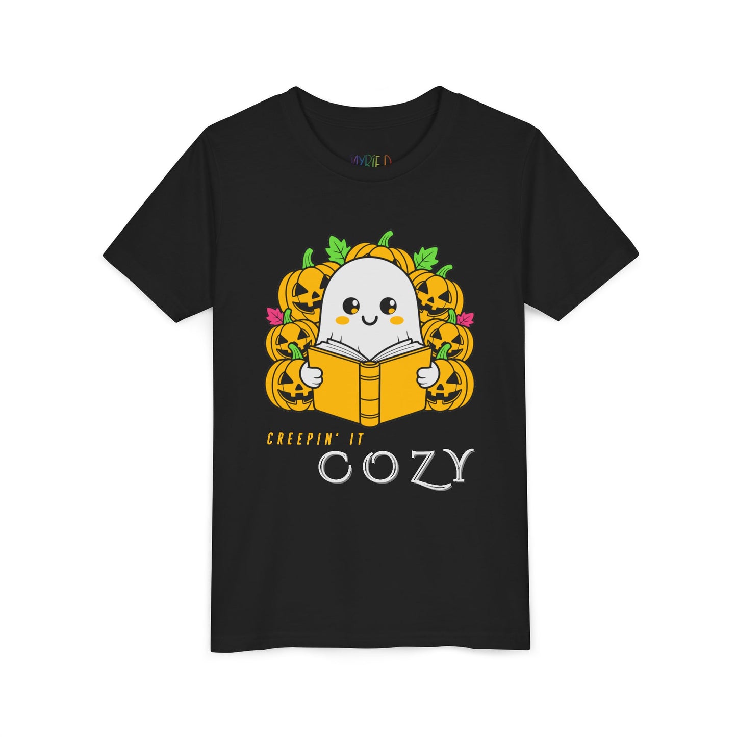 Youth Creepin’ It Cozy Tee – Fun Halloween Ghost & Pumpkins Reading Shirt