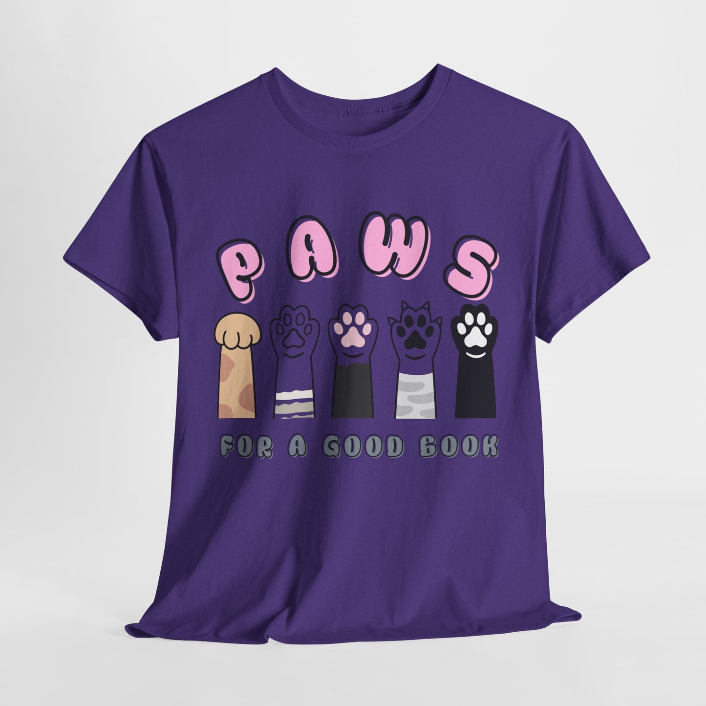 Teen/Adult Unisex “Paws for a Good Book” Cat Lovers Tee
