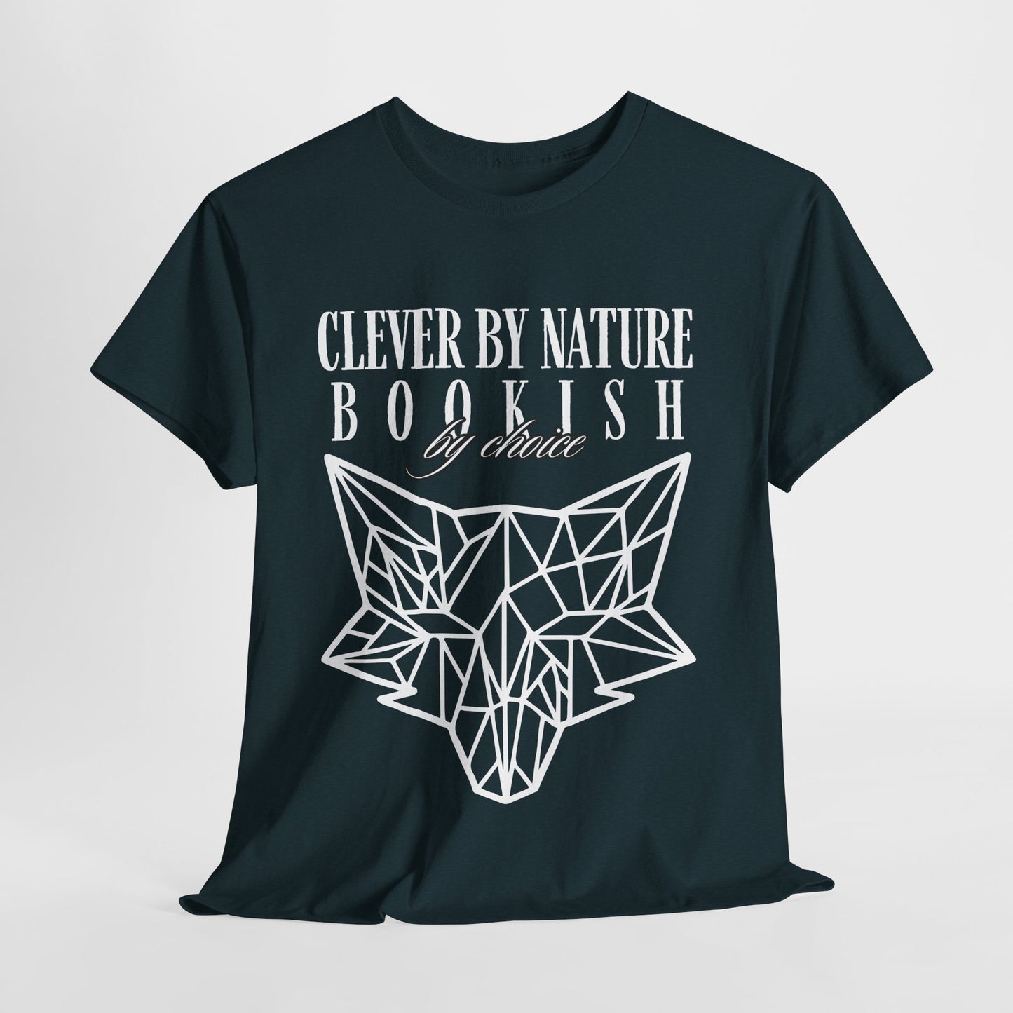 Teen/Adult Unisex – Clever by Nature Tee – Geometric Fox Design for Bookish Minds