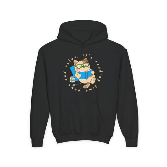 Youth Reading Hoodie – Time Paws and Relax, It’s Reading Time