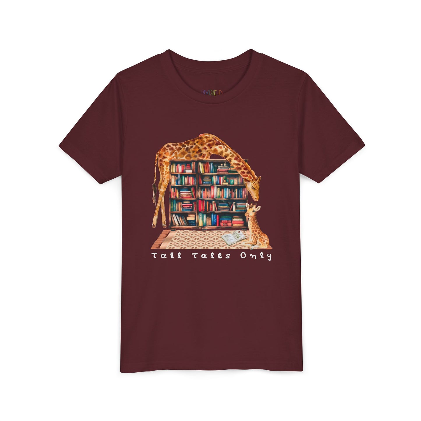 Youth Tall Tales Only Tee – Giraffe Book Shirt for Kids Who Love Big Stories