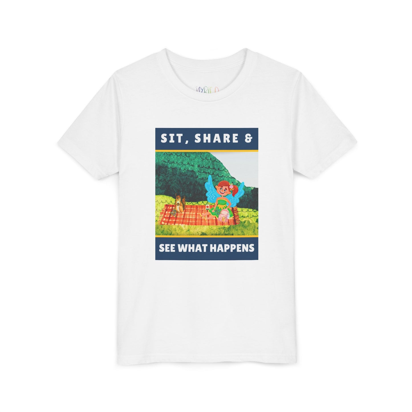 Youth Sit, Share & See What Happens Tee – Wholesome T-Shirt for Kind-Hearted Kids, Nature Lovers & Budding Friends