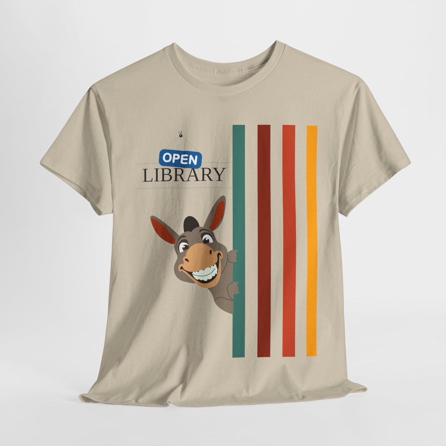 Teen/Adult Unisex Donkey Dell “Open Library” T-Shirt – Fun Literacy & Reading Graphic Tee