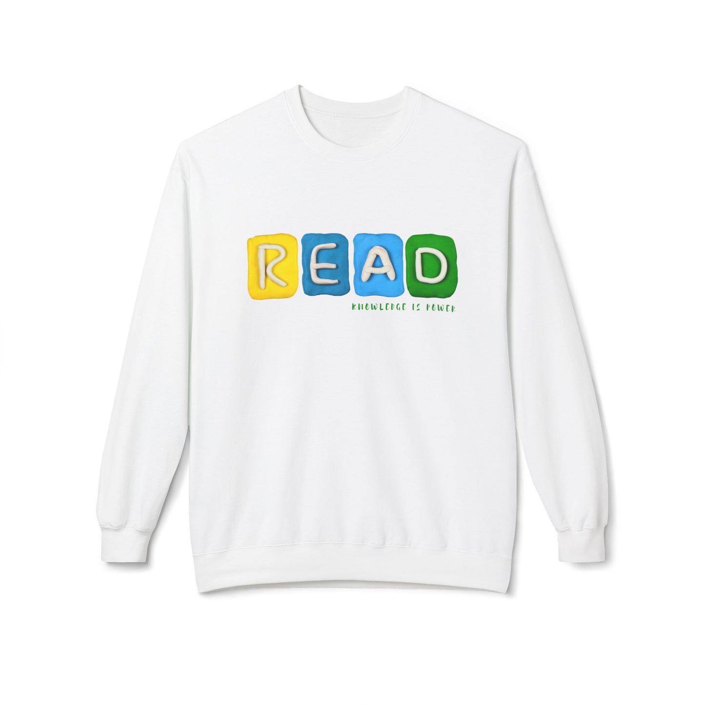 Teen/Adult Unisex READ Knowledge Is Power Sweatshirt, Colorful Literacy-Inspired Design