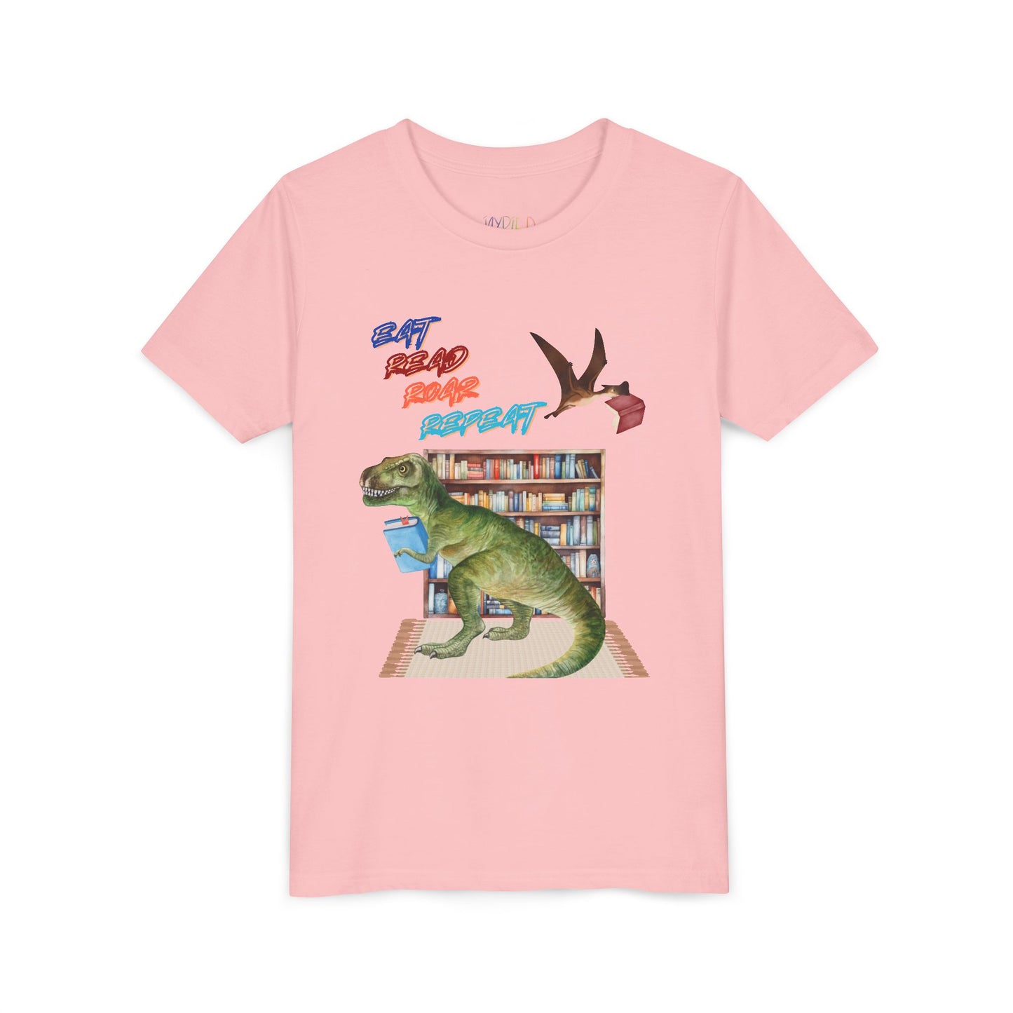 Youth Eat Read Roar Repeat Tee – Dino Book Lover Shirt for Relentless Readers