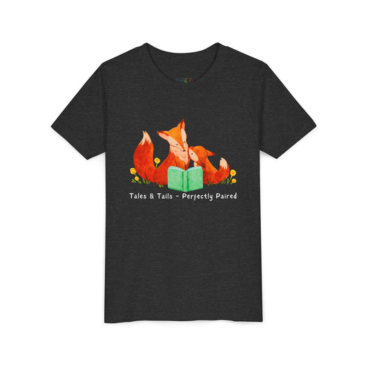 Youth Tales & Tails – Perfectly Paired Tee – Fox Reading Shirt for Snuggly Storytimes