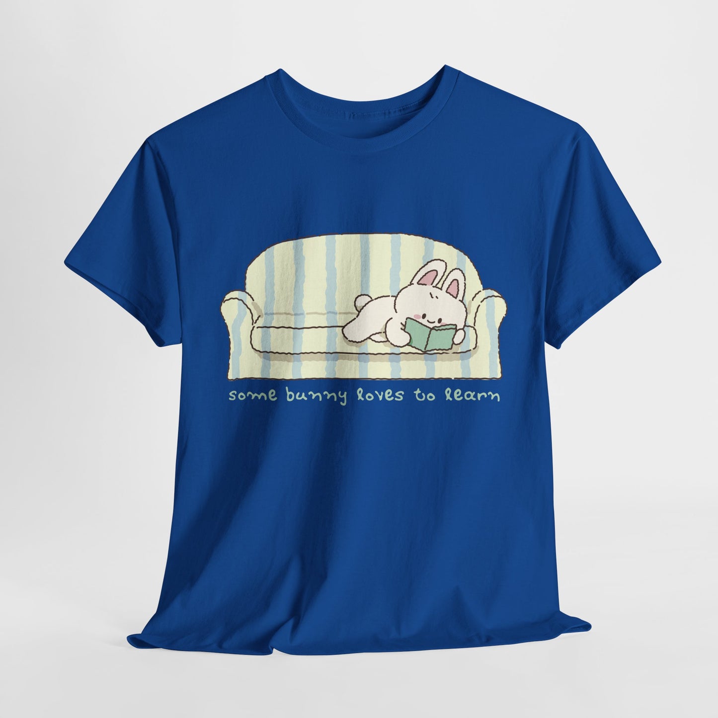 Teen/Adult Unisex “Some Bunny Loves to Learn” Reading Rabbit Tee – Cozy Book Lover Gift