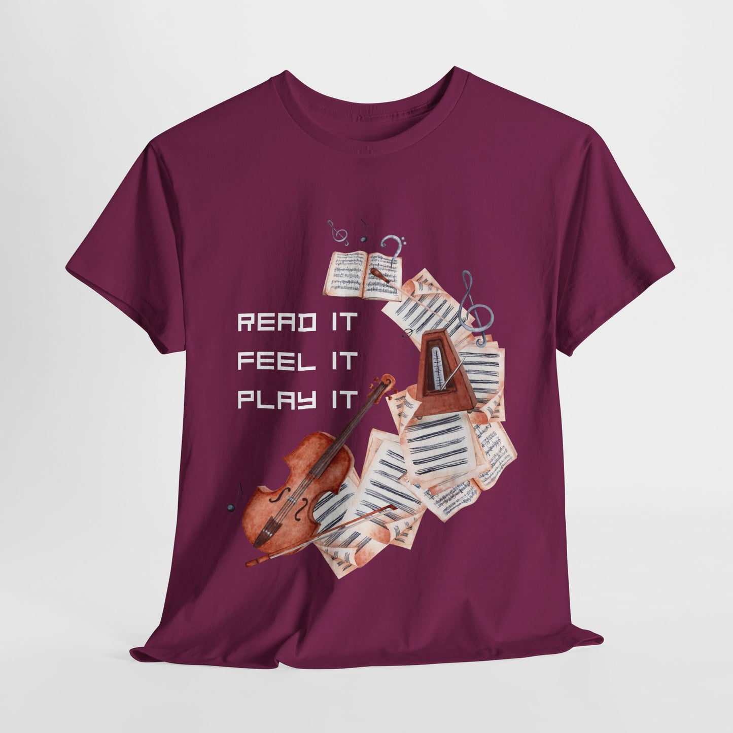 Teen/Adult Unisex Read It, Feel It, Play It Tee – A Symphony for Storytellers and Musicians