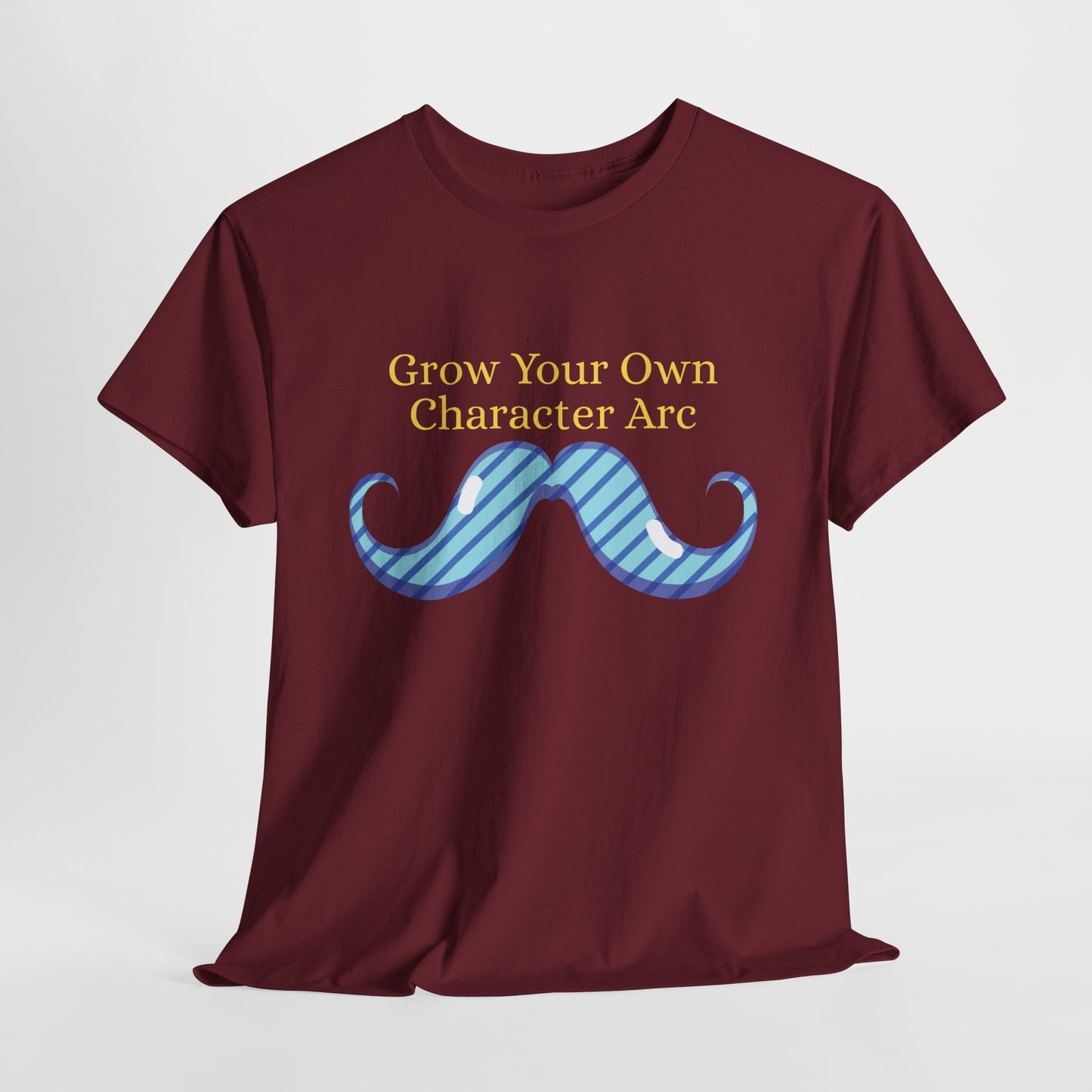 Teen/Adult Unisex Grow Your Own Character Arc Tee – Punny Pick for Writers, Readers & Mustache Enthusiasts