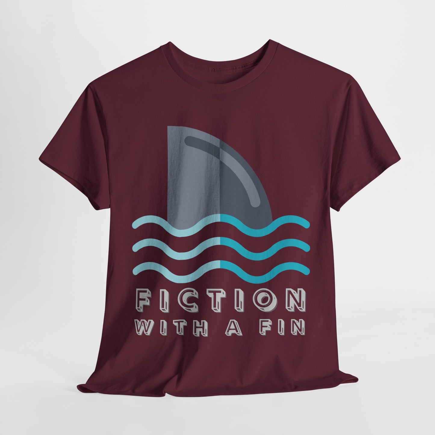 Teen/Adult Unisex Fiction With a Fin Tee – Shark-Themed Reading Shirt for Ocean-Loving Bookworms