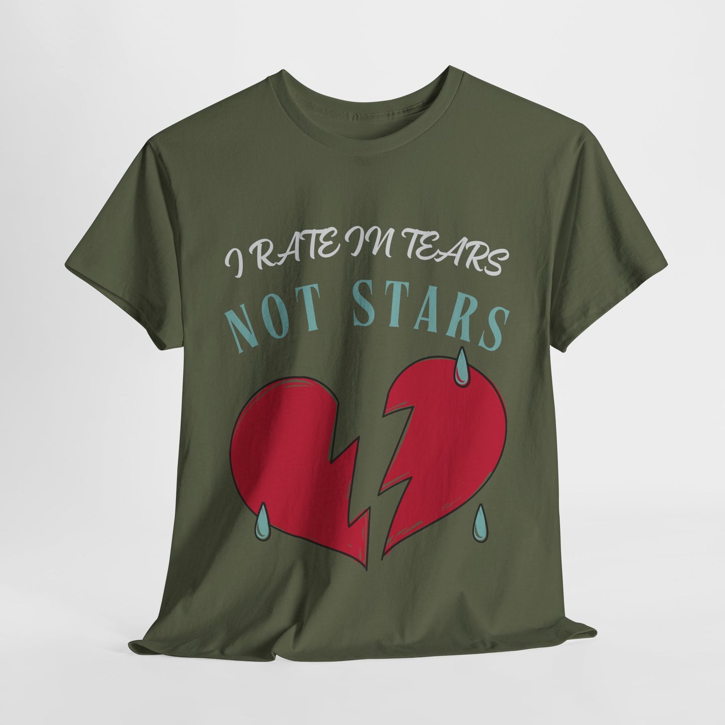 Teen/Adult Unisex Bookish Tee – I Rate in Tears, Not Stars (Heartbreak Edition)