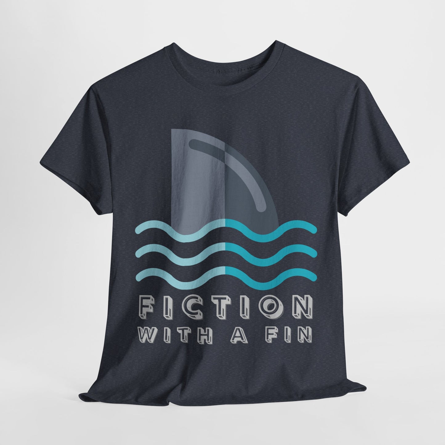 Teen/Adult Unisex Fiction With a Fin Tee – Shark-Themed Reading Shirt for Ocean-Loving Bookworms
