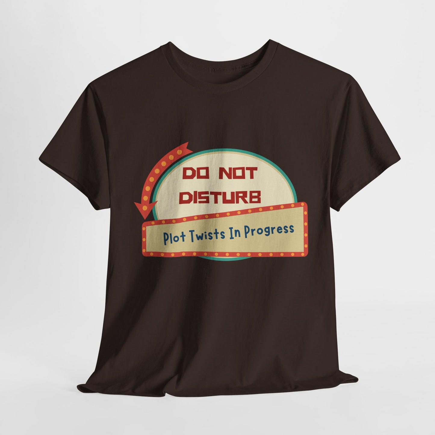 Teen/Adult Unisex Do Not Disturb – Plot Twists in Progress Tee – Reader Humor with a Retro Twist