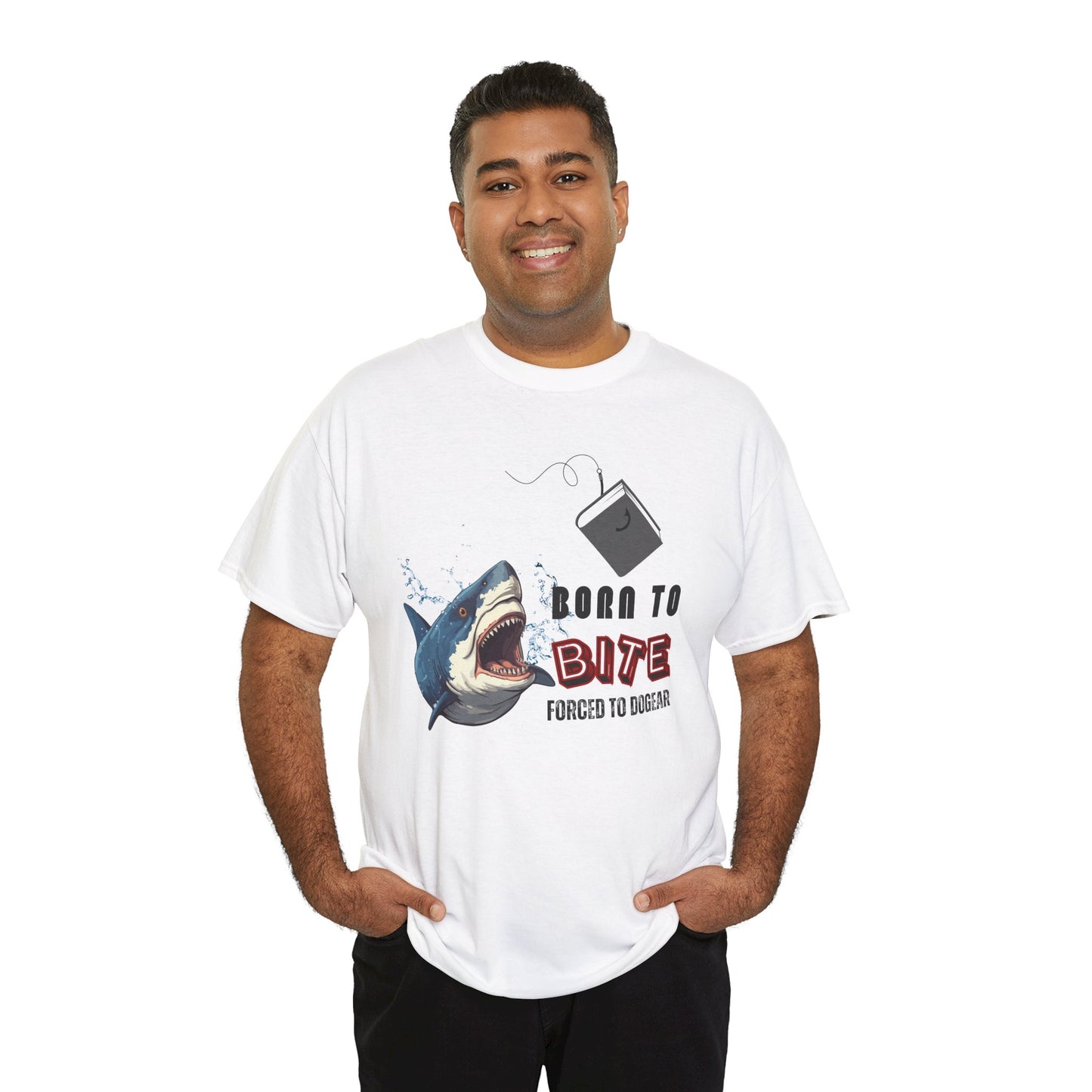 Teen/Adult Unisex Born to Bite Tee â€“ Funny Shark Shirt for Bold Book Lovers