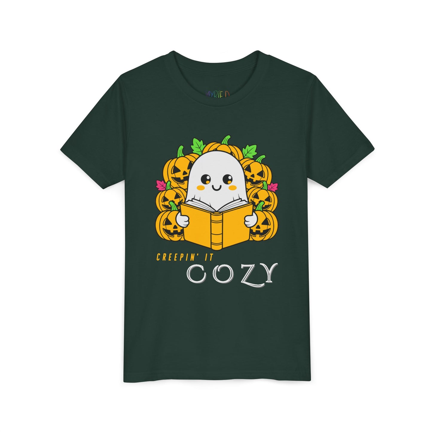 Youth Creepin’ It Cozy Tee – Fun Halloween Ghost & Pumpkins Reading Shirt