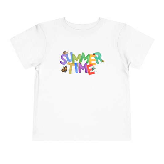White t-shirt with 'SUMMER TIME' text and a variety of bugs 