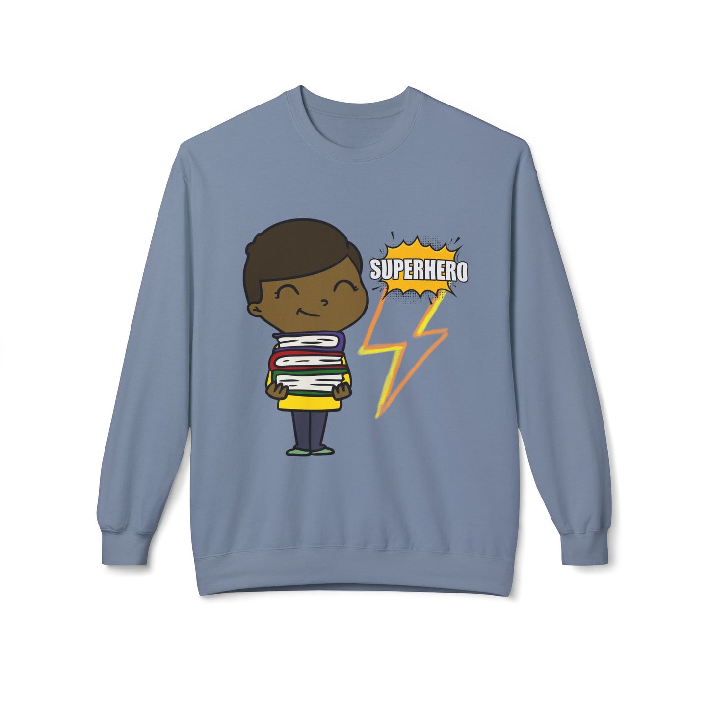 Teen/Adult Unisex Books Give Me Power Crewneck Superhero Reader Sweatshirt