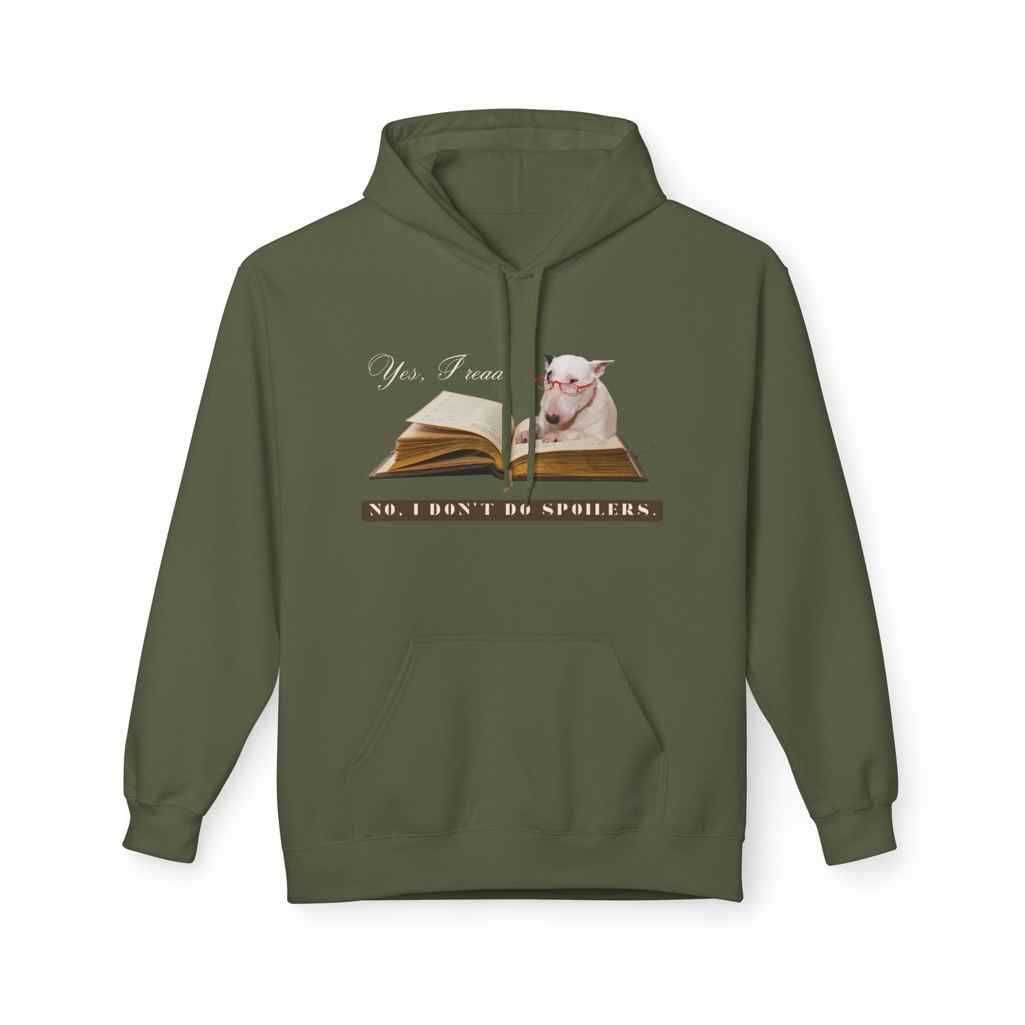 Teen/Adult Unisex No Spoilers Hoodie – Funny Dog Reading Design