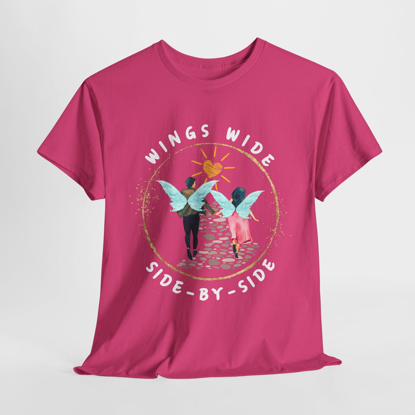Teen/Adult Unisex Wings Wide Side-By-Side Tee – Wedding & Anniversary Gift for Couples, Inspirational Fairy Tale Apparel