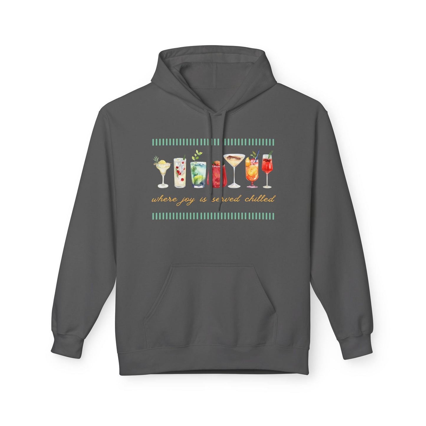 Teen/Adult Unisex Where Joy Is Served Chilled Hoodie â€“ Cocktail Loverâ€™s Cozy Statement Printify