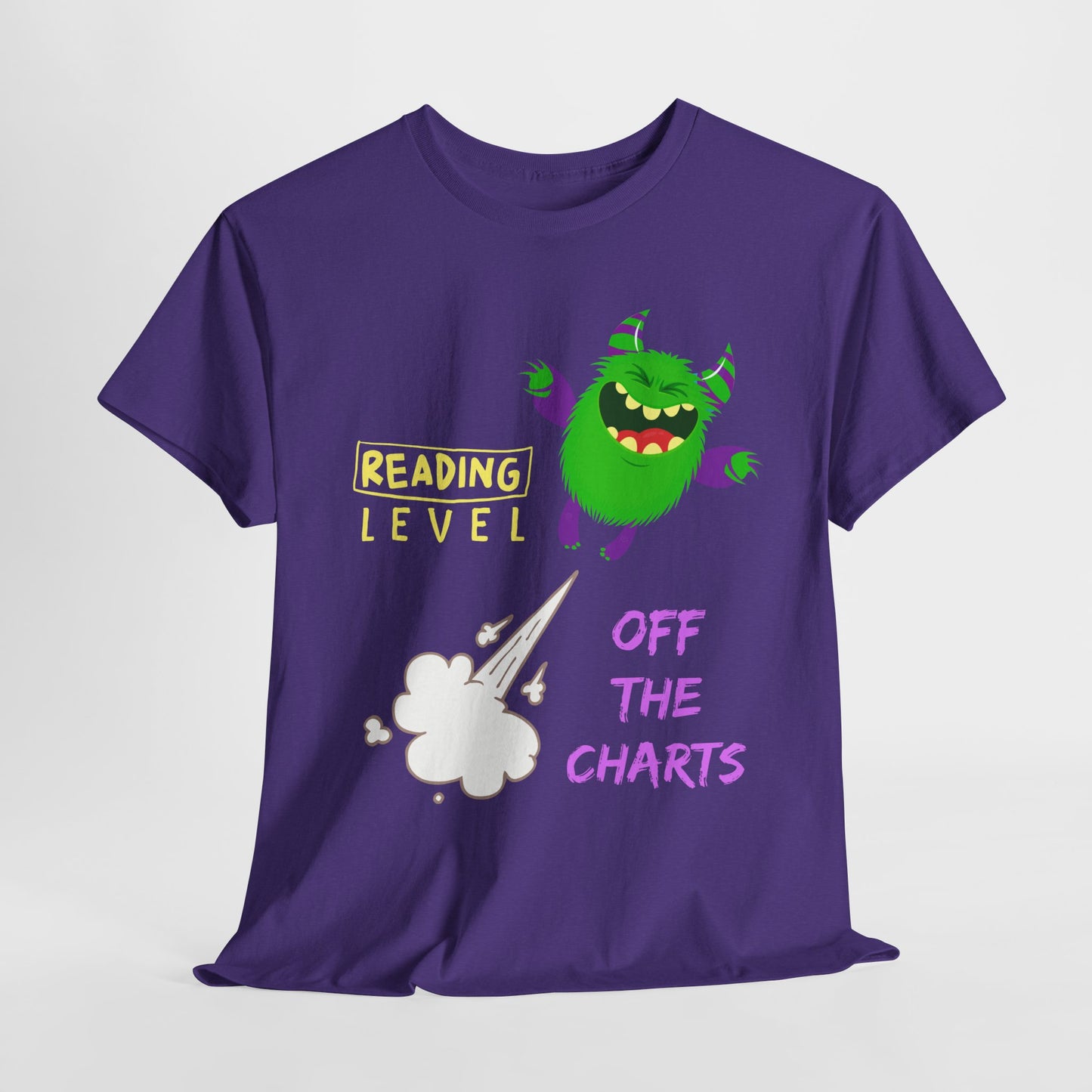 Teen/Adult Unisex Reading Level Off the Charts – Bold Bookish Monster Tee