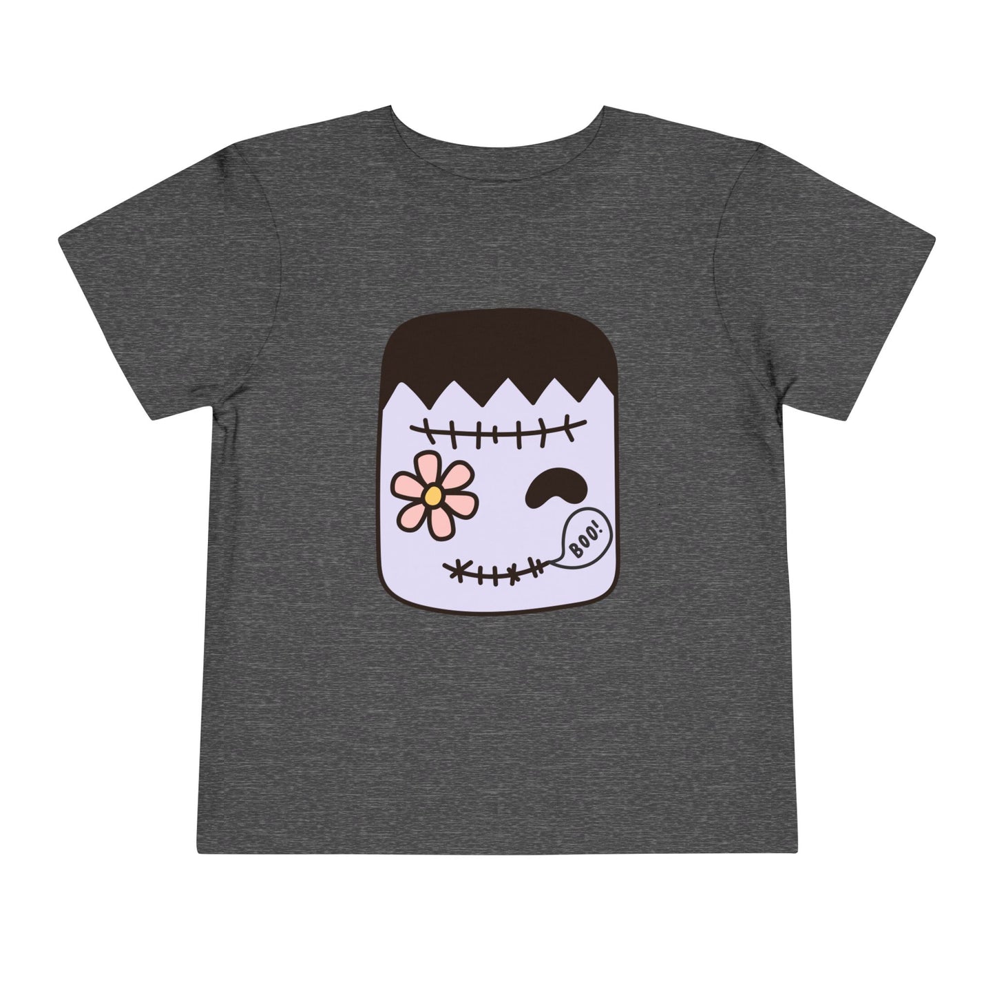 Toddler T-Shirt – Cute Boo Frankenstein Design, Halloween Toddler Tee