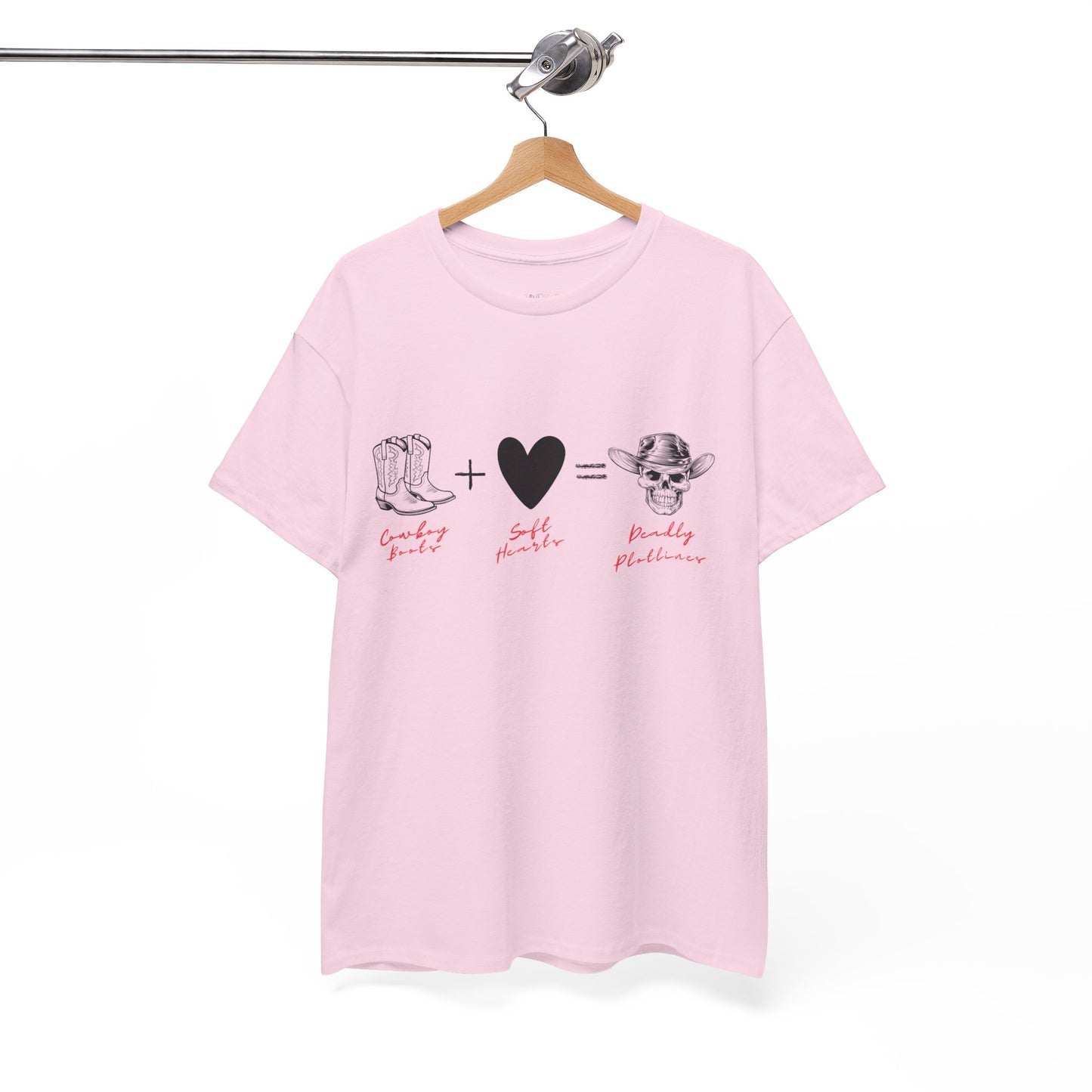 Teen/Adult Unisex Tee Cowboy Boots + Soft Heart = Deadly Plotline