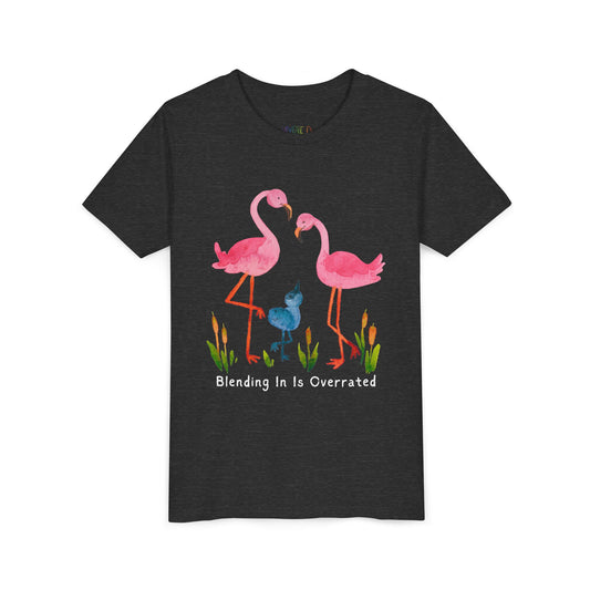 Youth Blending In Is Overrated Tee – Standout Flamingo Shirt for Bold Young Readers