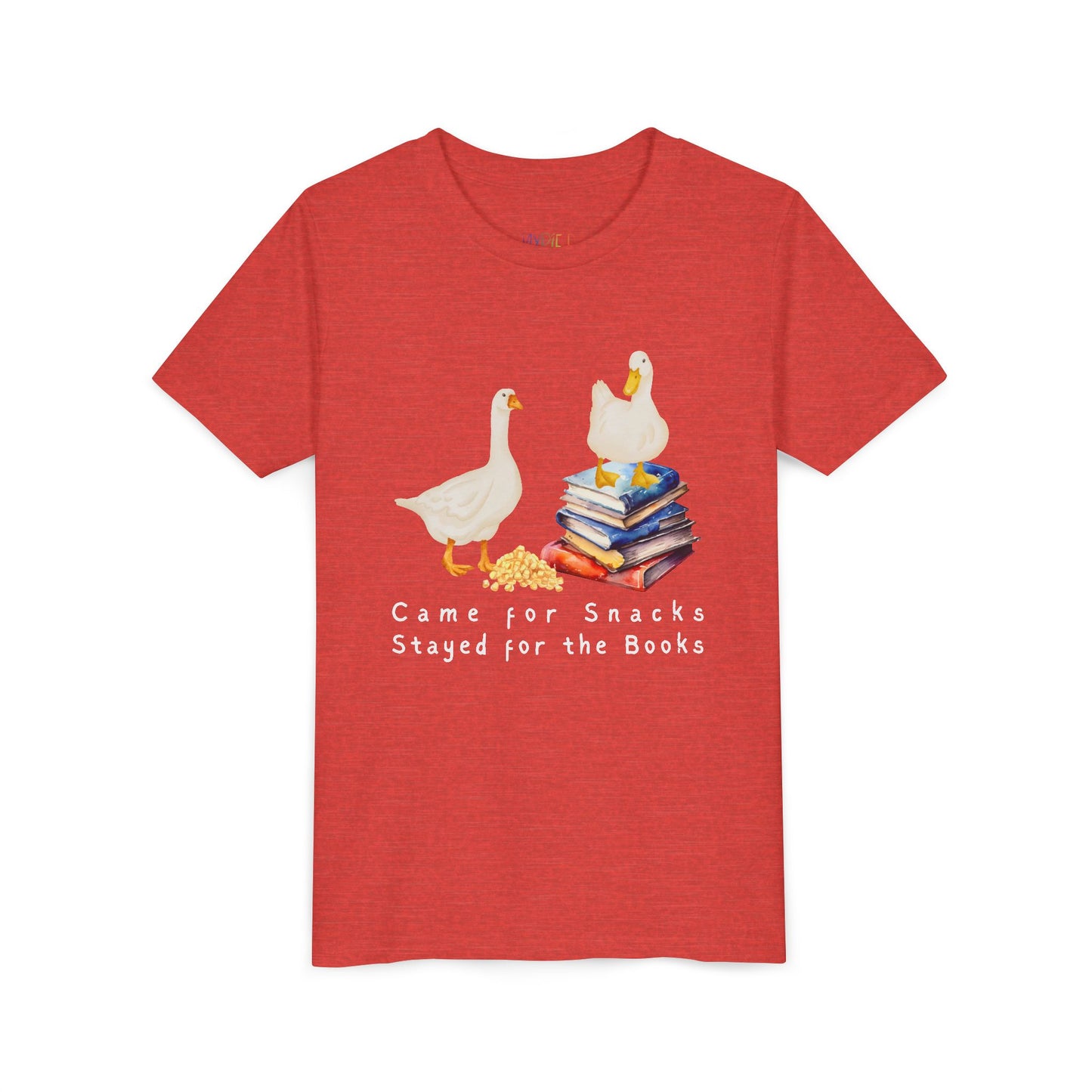 Youth Came for Snacks, Stayed for the Books Tee – Funny Duck Shirt for Hungry Little Readers