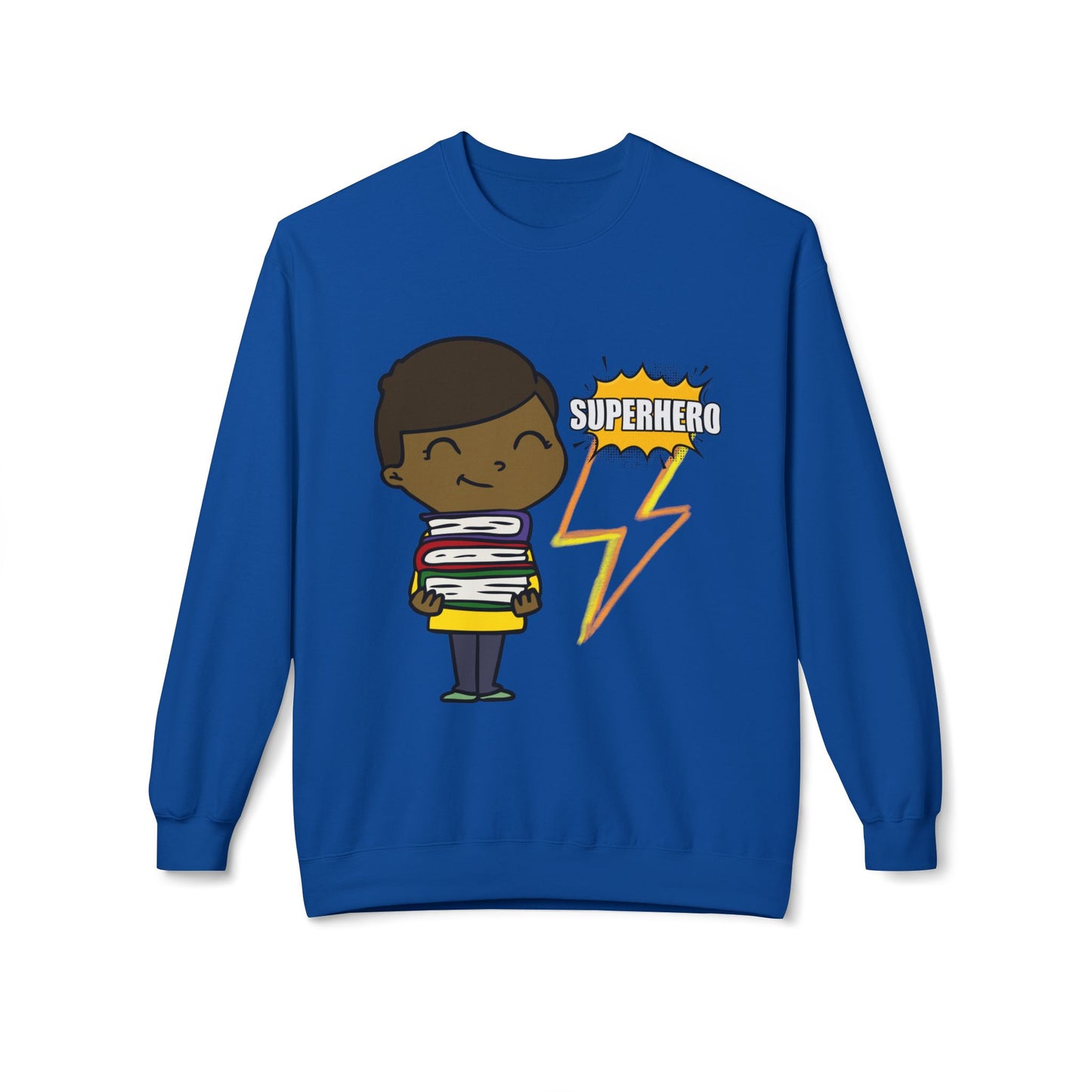 Child Superhero Reader Sweatshirt – Books Give Me Power Crewneck