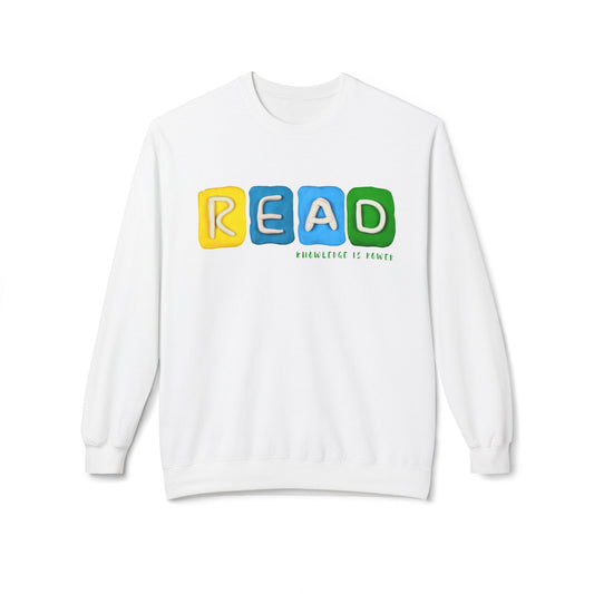 Teen/Adult Unisex READ Knowledge Is Power Sweatshirt – Colorful Literacy-Inspired Design