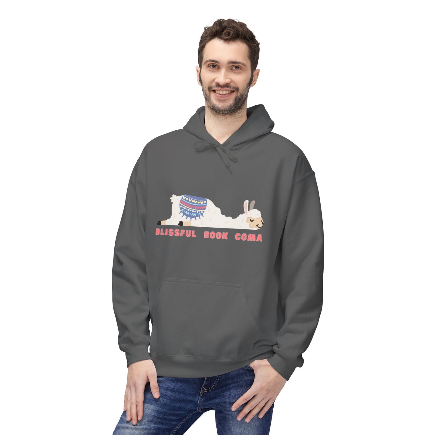 Teen/Adult Unisex Blissful Book Coma Llama Hoodie