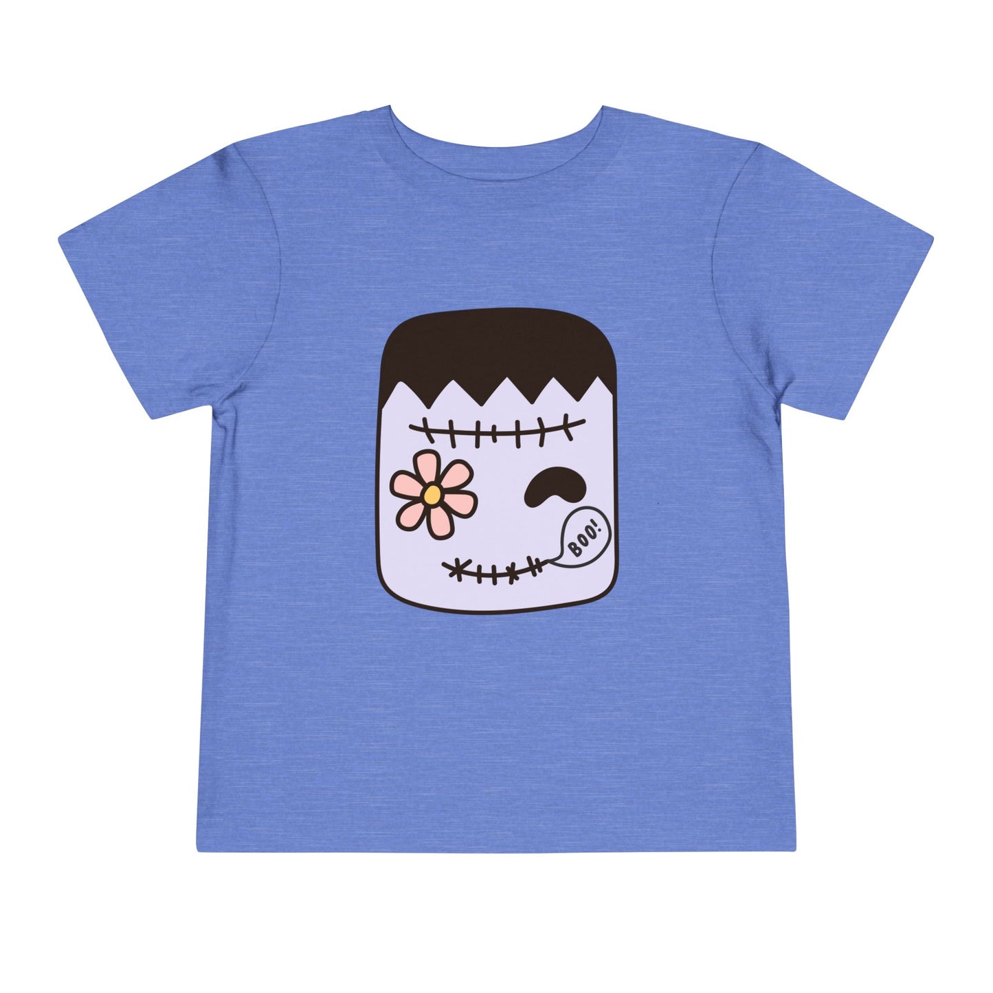 Toddler T-Shirt – Cute Boo Frankenstein Design, Halloween Toddler Tee