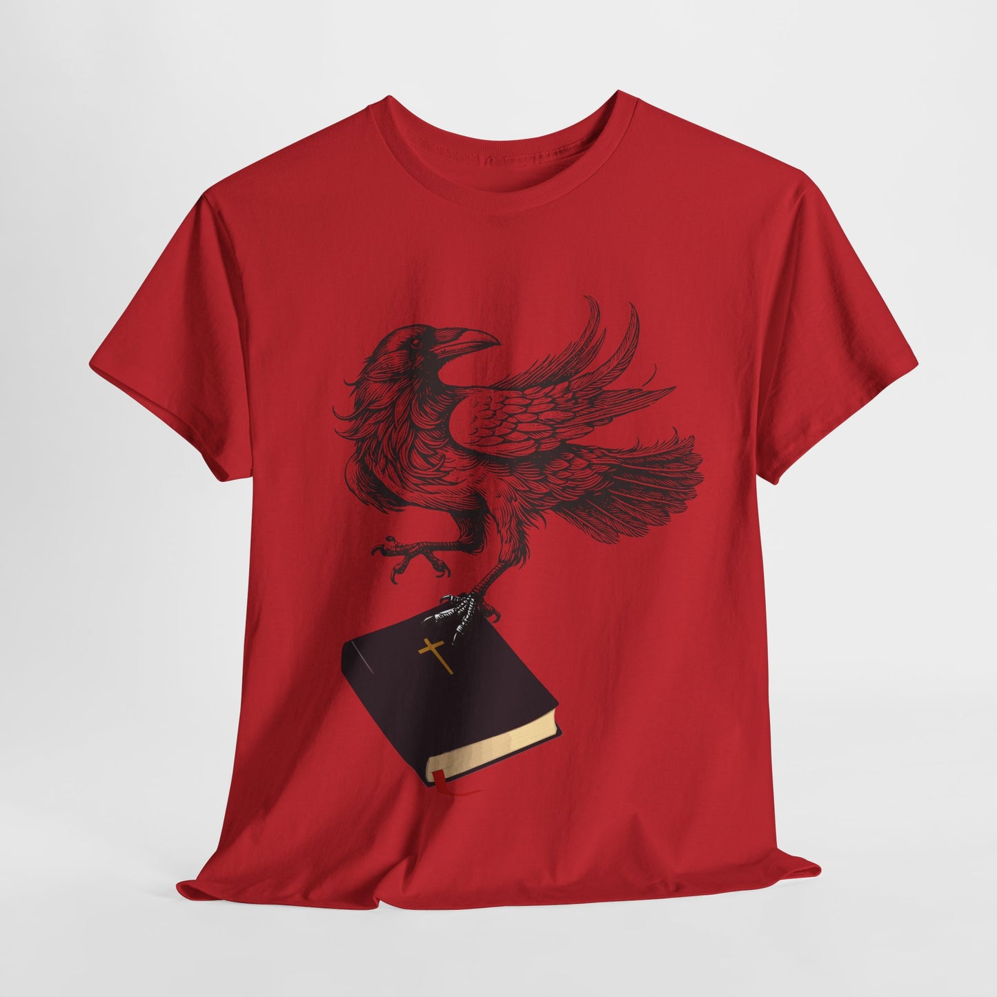 Teen/Adult Unisex Raven Carrying Book T-Shirt – Gothic Horror Reader Graphic Tee
