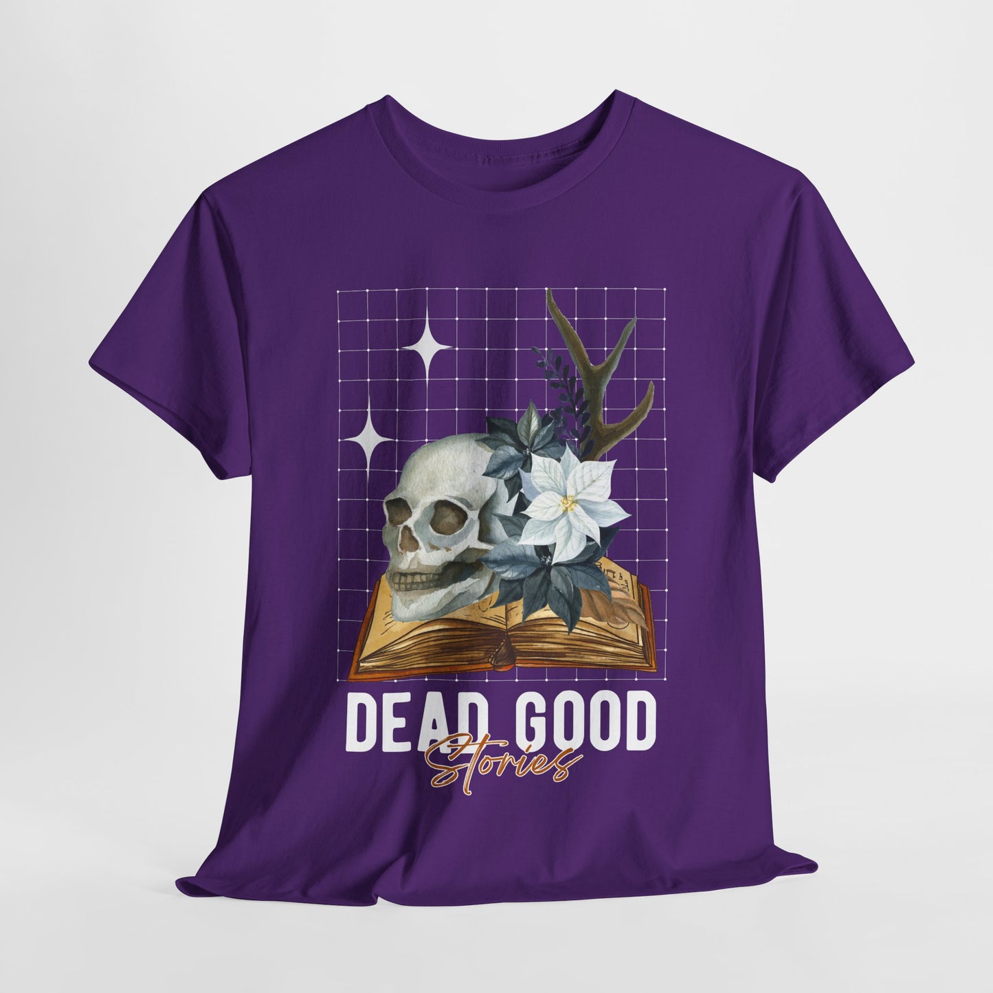 Teen/Adult Unisex Dead Good Stories T-Shirt – Skull & Book Horror Graphic Tee
