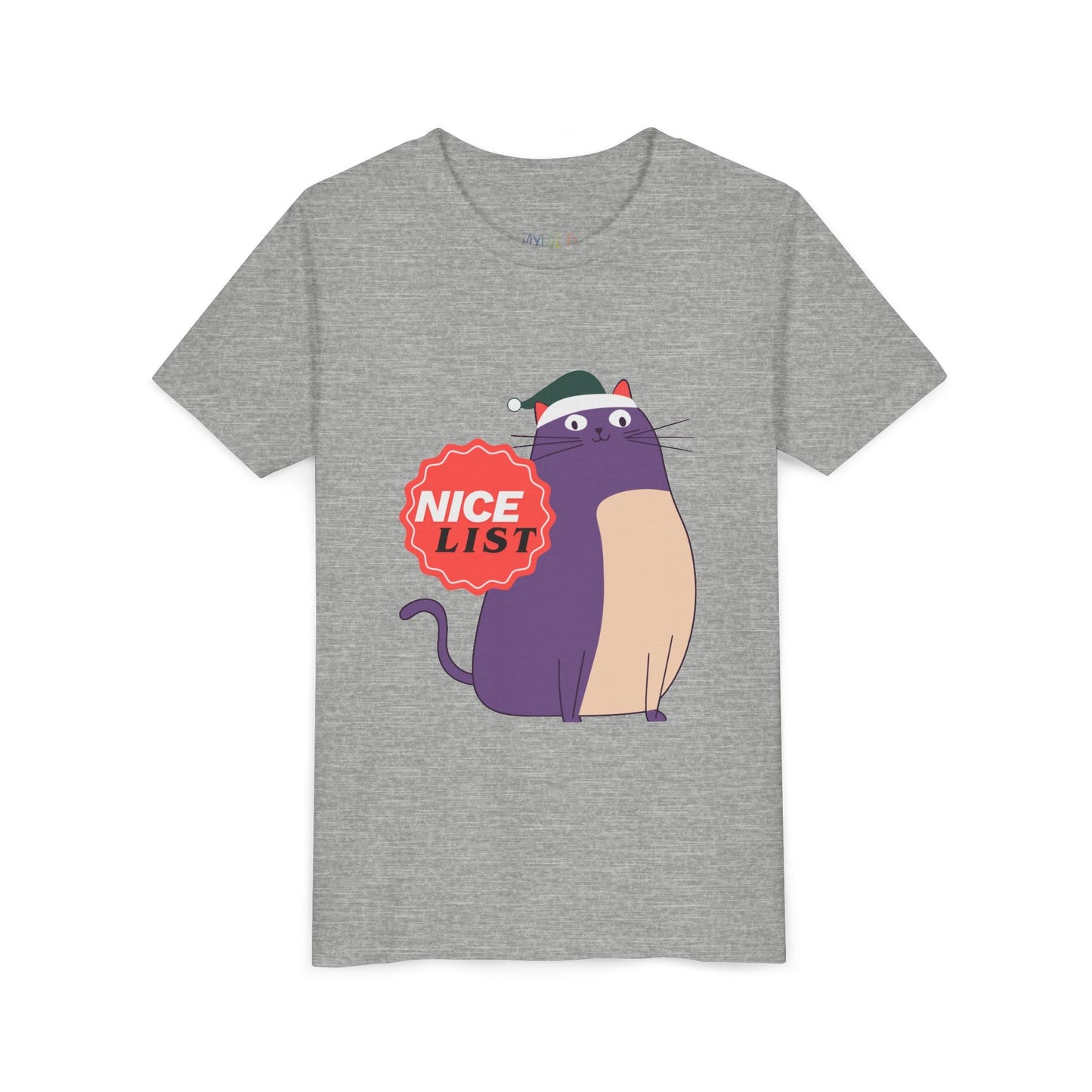 Youth Nice List T-Shirt â€“ Holiday Cat Design Printify