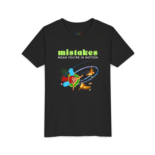 Youth MISTAKES Mean You're In Motion Tee – Growth Mindset Shirt for Curious Kids