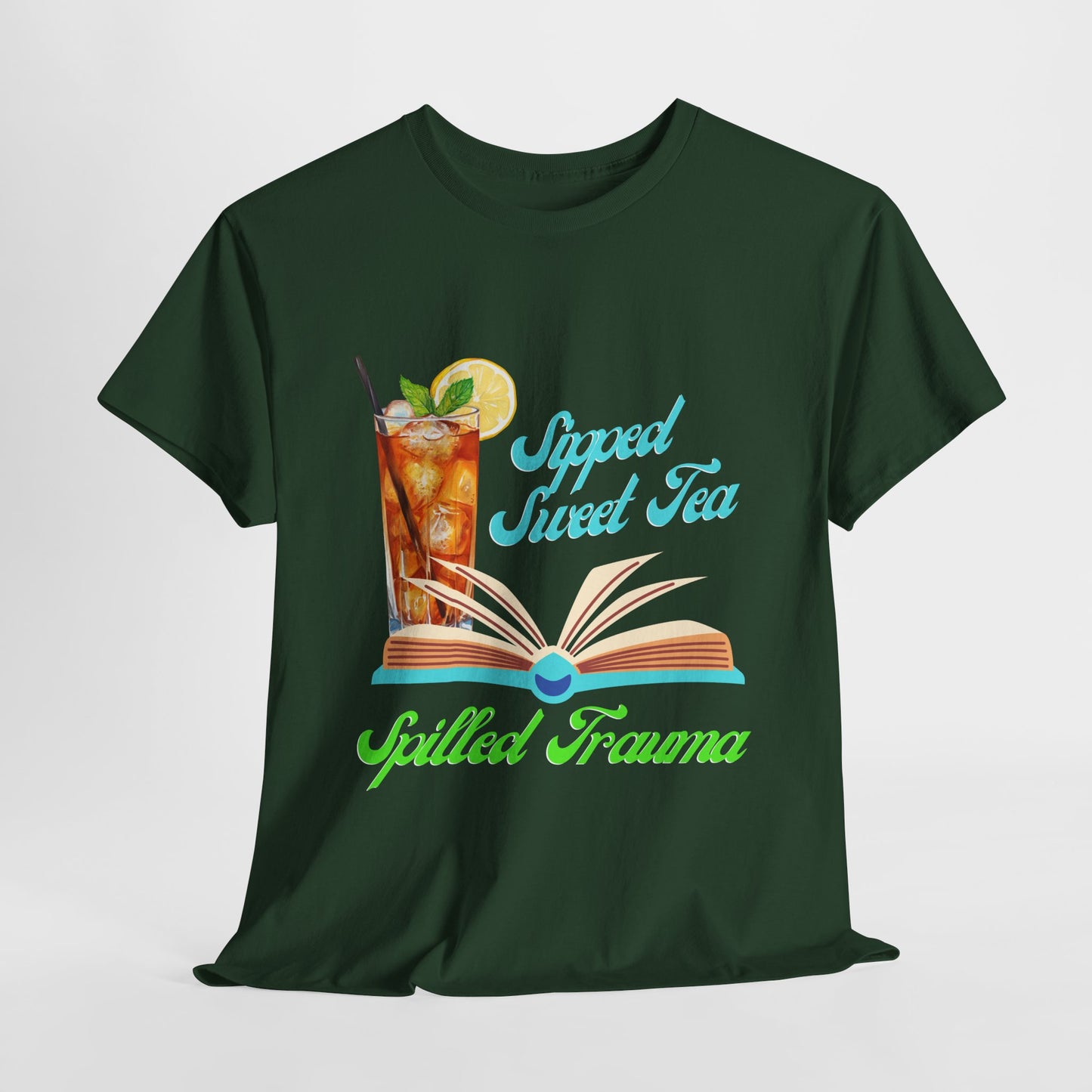 Teen/Adult Unisex Sipped Sweet Tea Spilled Trauma Tee – Southern Gothic Reader Style