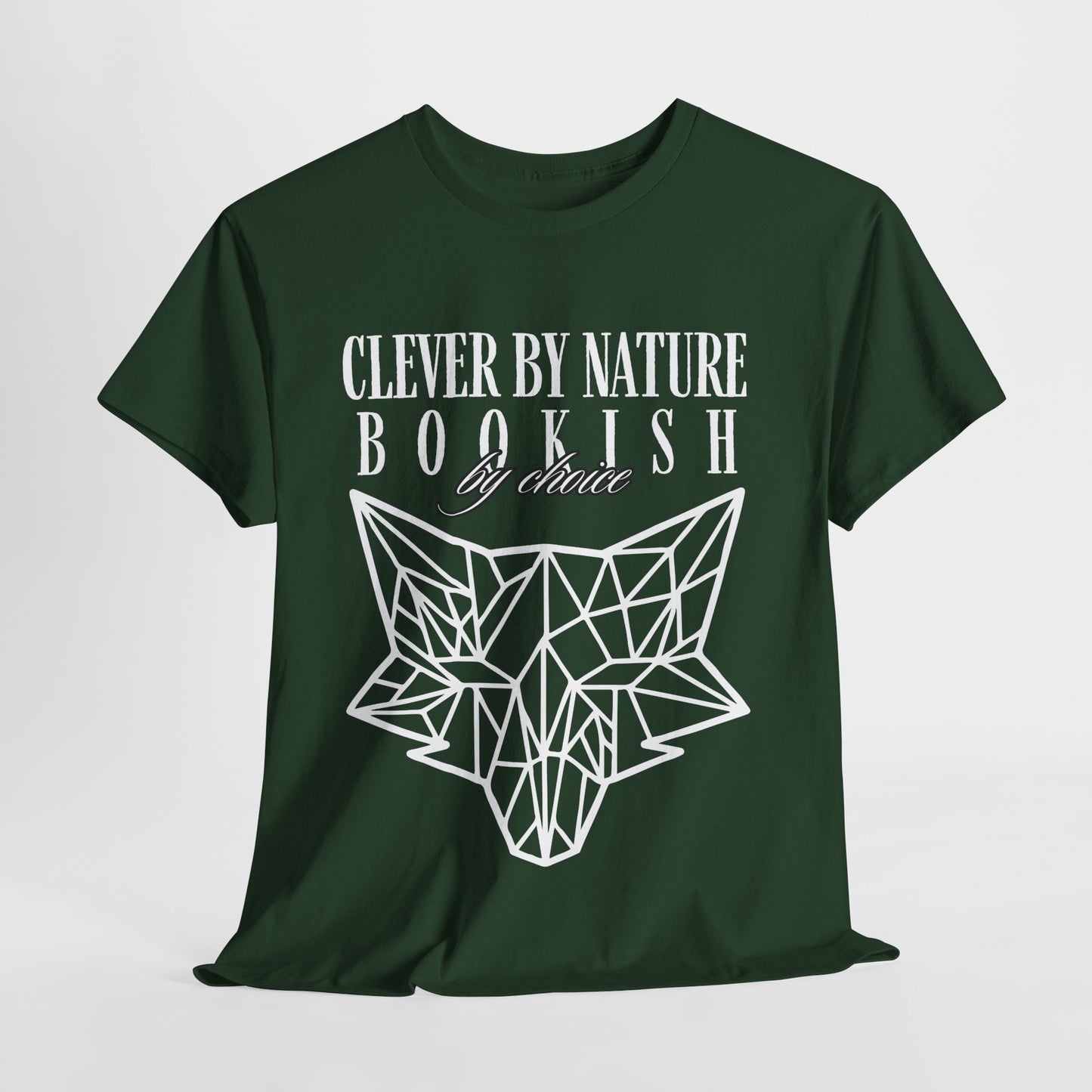 Teen/Adult Unisex – Clever by Nature Tee – Geometric Fox Design for Bookish Minds