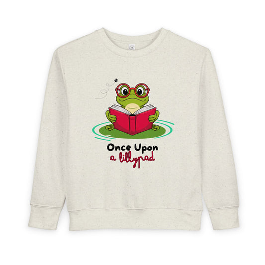 Toddler Once Upon a Lilypad Sweatshirt – Reading Frog Crewneck for Storytime Lovers
