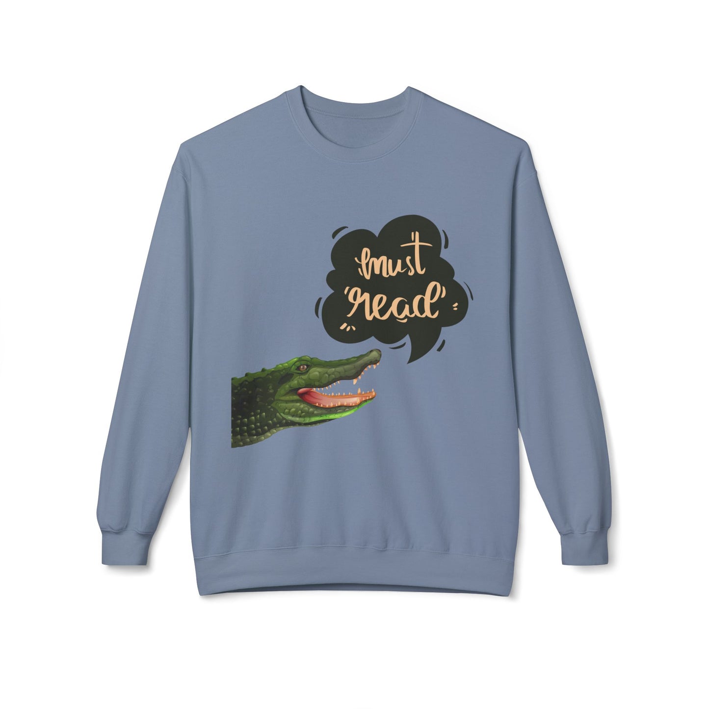 Teen/Adult Unisex Must Read Sweatshirt – Funny Crocodile Book Lover Crewneck