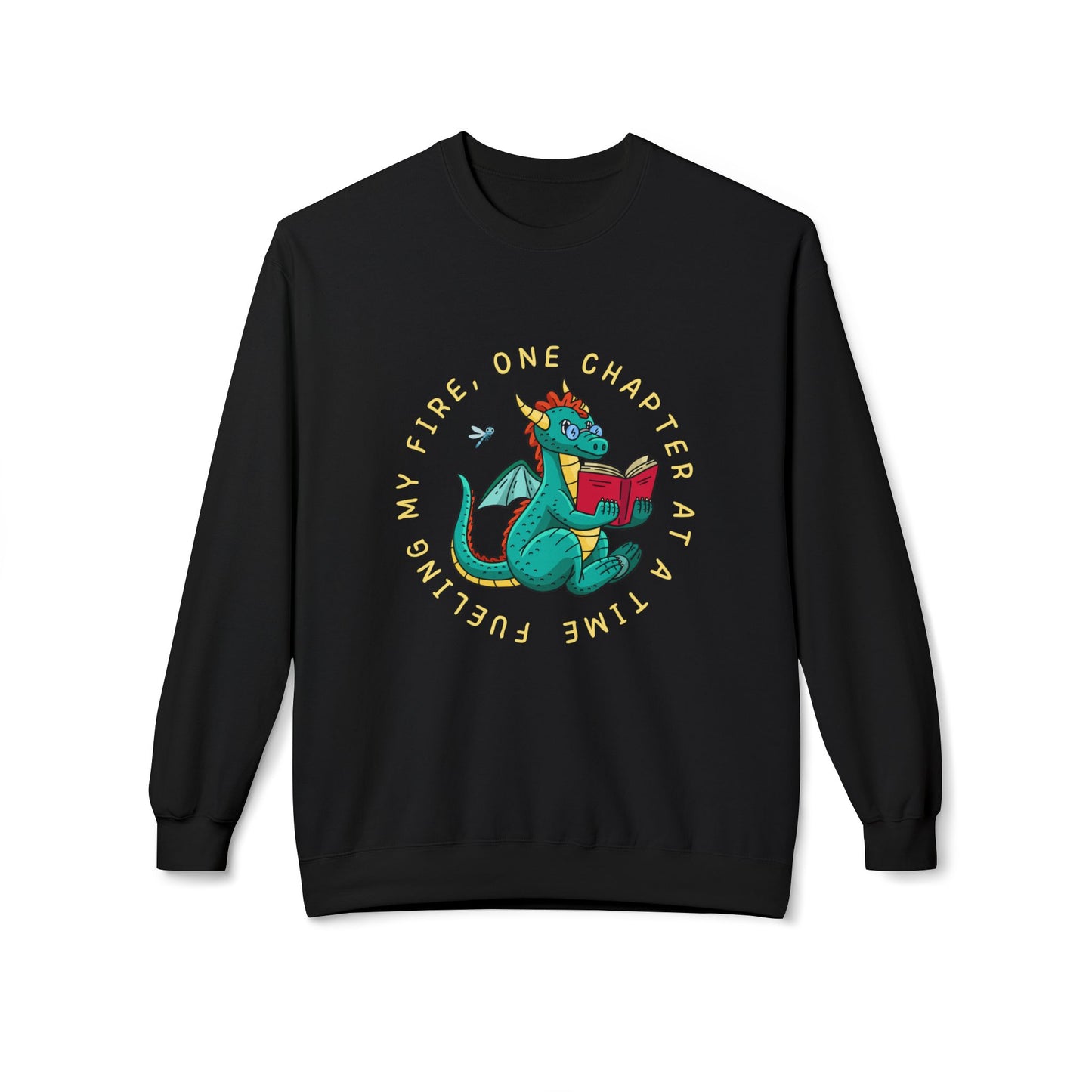 Teen/Adult Unisex Fueling My Fire Dragon Reading Sweatshirt