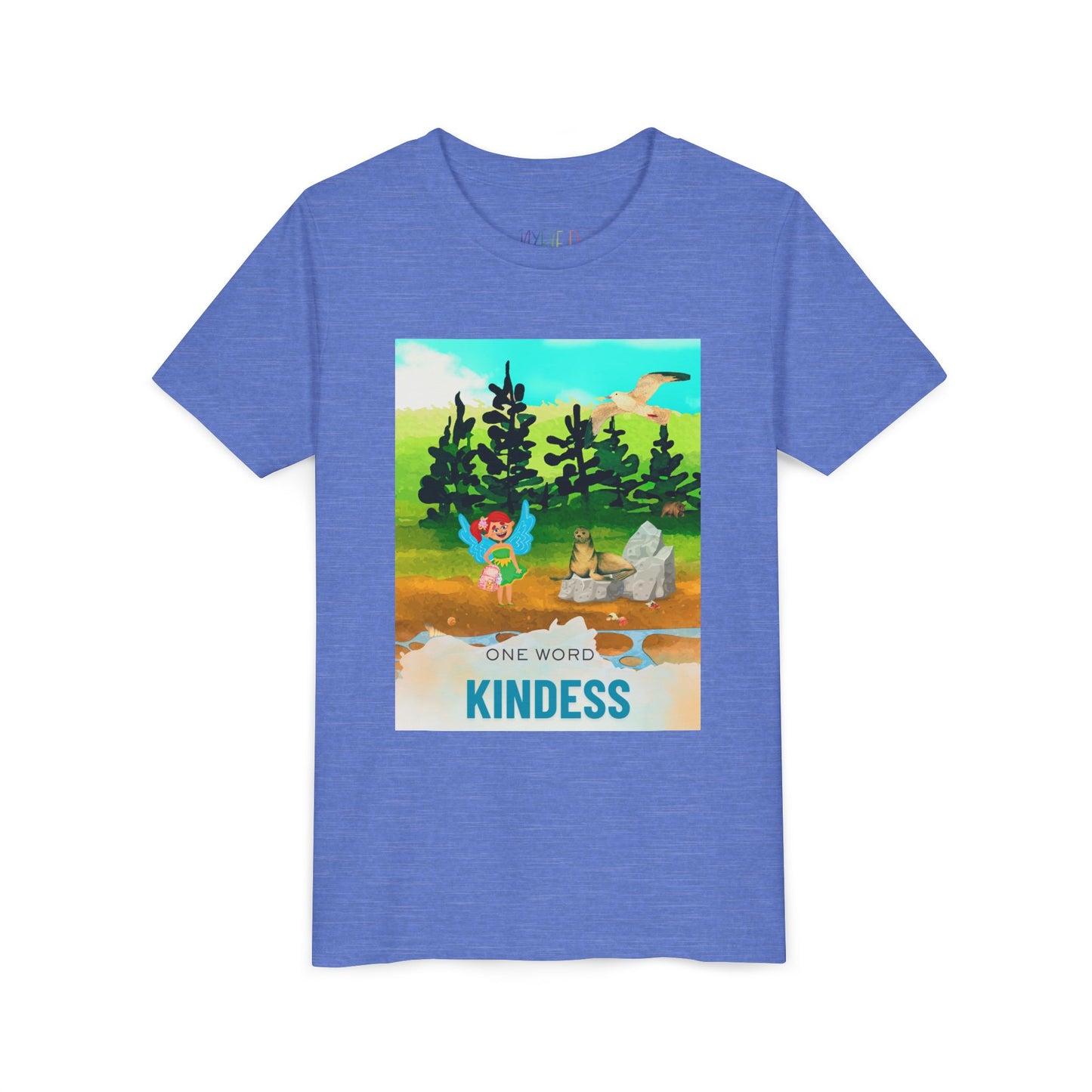 Youth One Word: Kindness Tee – Fairy Forest T-Shirt for Kids, Gentle Message Apparel for Young Hearts