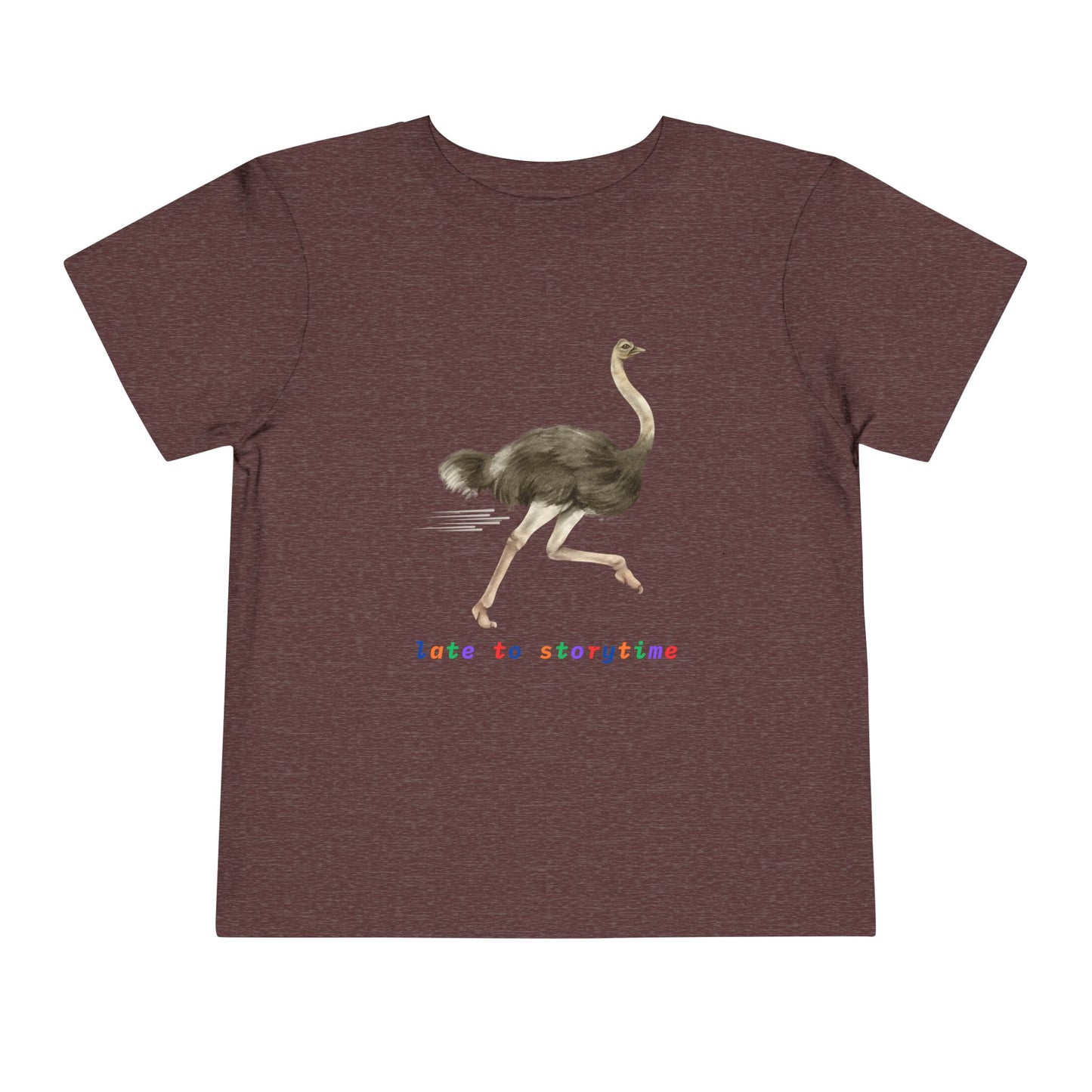 Toddler Late to Storytime Ostrich Tee – Funny Reading Shirt for Kids