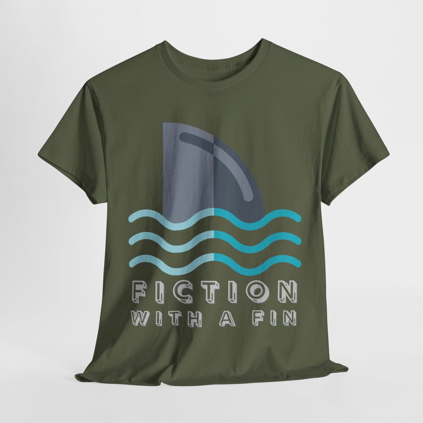Teen/Adult Unisex Fiction With a Fin Tee – Shark-Themed Reading Shirt for Ocean-Loving Bookworms