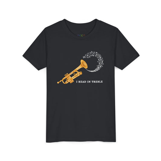 Youth I Read in Treble Tee – Musical Pun Shirt for Bookish Band Kids